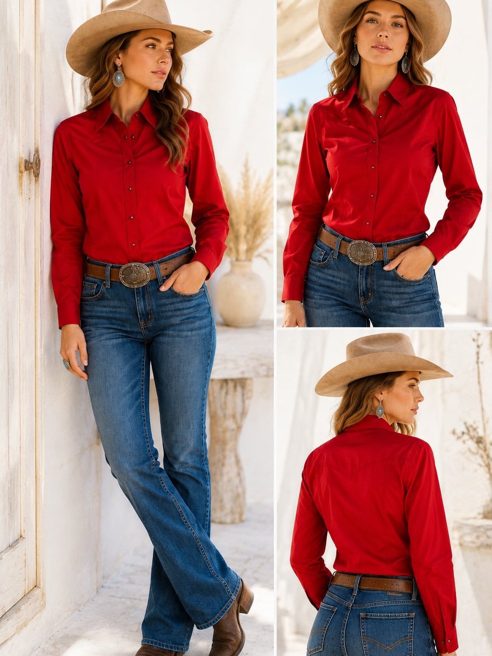 Vintage Y2K era Rockies Western Pearl Snap Shirt | Red | Long Sleeve | Cowgirl